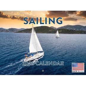 Sailing Calendar 2025 Sailboat Monthly Wall Calender 12 Month | American Made In The USA