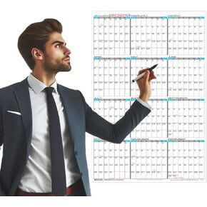 JJH Planners - Laminated - 24" X 36" Large 2026 Erasable Wall Calendar - Vertical 12 Month Yearly Annual Planner (26v-24x36)