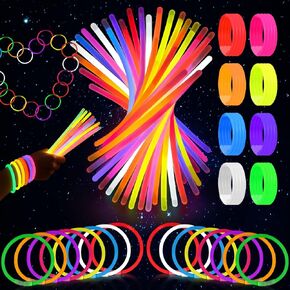 3 otters 100PCS Glow Sticks, 8 Inch Glow in the Dark Light up Party Favors Pool Camping Campfire Music Festival Party Supplies for Kids Adults Birthday Decorations