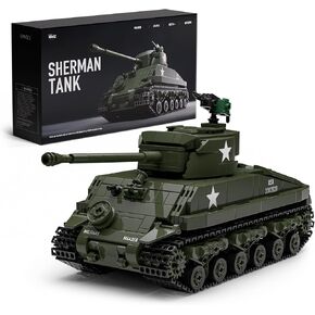 Nifeliz Sherman Military Tank Building Set for Adults, Collectible WW2 Military Model Toy to Build and Display, M4 Medium Vehicle for Army Enthusiasts (860 PCS, NF10313)