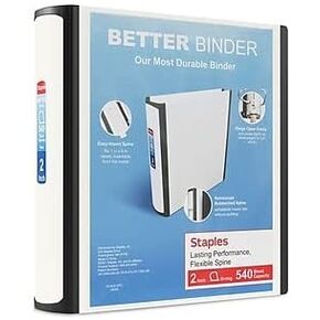 Staples 2-inch 3-Ring Better Binder, White, 2/Pack (ST55873-CCVS)