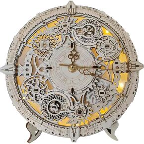 LED 3D Wooden Clock Puzzle ، 106 قطعة ثلاثية ألغاز مجموعة أدوات للبالغين والمراهقين ، ديكور المنزل التفاعلي DIY ، فكرة هدية إبداعية فريدة من نوعها (بطاريات AA غير مدرجة)