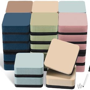 Marspark 24 Pack Mini Magnetic Whiteboard Eraser for Classroom Mini Dry Erase Board Erasers 6 Morandi Color Aesthetic Teacher Supplies Chalkboard Cleansers for School Classroom Office 2 x 2 Inch