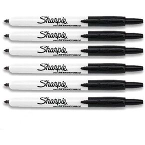 Sharpie Retractable Markers black fine tip, 6 Markers Per Order (36701)