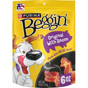 Purina Beggin' Strips Dog Treats, Original With Bacon Flavor - 6 oz. Pouch