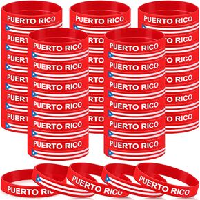 Leitee 60 Pcs Puerto Rico Bracelets Puerto Rico Souvenirs Gifts Silicone Pr Flag Party Favors Rubber Wristbands Bulk for Pr Patriotic Anniversary Veterans Day National Day
