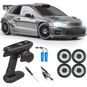 LD2801 Mini RC Drift Car 1/28 Scale RTR Remote Control 4WD Racing Cars with 4PCS Drift Tires and LED Searchlight for Hobby Gift (Blue)