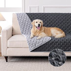 100% Double-Sided Waterproof Blanket, Couch Cover for Dogs Washable, Reversible Dog Bed Cover. (Dark＆Light Grey, 52 X 82 Inch - 1 Pack)