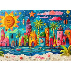 Sunny Beach Puzzles for Adults 1000 Piece, Jigsaw Puzzles for Adults, Adult Challenging Game Toys, Impossible Puzzle, Family Decoration Puzzle