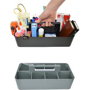 Portable Caddy - Stackable Plastic Organizer with Handle | Desk, Makeup, Dorm, Classroom Art Organizer (Made In Usa) (Mint/Orion Gray)