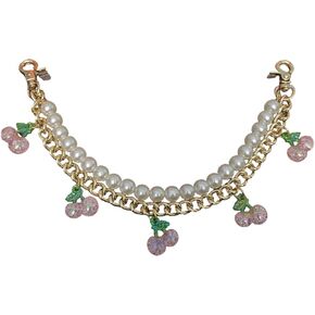 Gold Pearl Cherry Purse Chain Charms Wallet Chain Chains Purse Extender Chaincharms Accessories For Women (pink)
