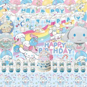 Birthday Party Decorations, Party Supplies Include Banner, Backdrop, latex Balloons, Hanging Swirls, Foil Balloon, Cake Cupcake Toppers, Tablecloth