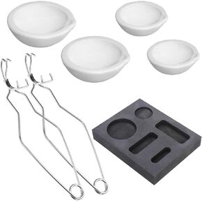 8pcs Graphite Metal Melting Casting Kit, Including 2 Crucible Tongs, 2 Graphite Casting Ingot Mold, 2 Quartz Crucibles, 1 Graphite Rod, 1 Graphite Crucible, Melting Metals Like Gold and Silver