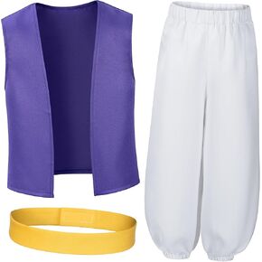 Boys Arabian Prince Costumes Kids Vest Pants Belt Halloween Cosplay