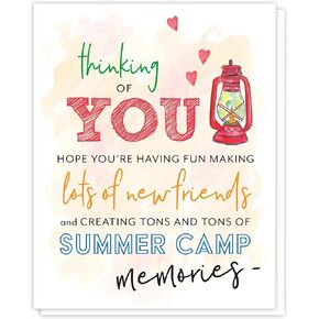 Cute Summer Camp Stationery, Kids Mail for Sleep Away Campers, News from Home, Encouragement & Support for Boys & Girls at Overnight Camp, Thinking of You & Miss You Greeting Card from Mom