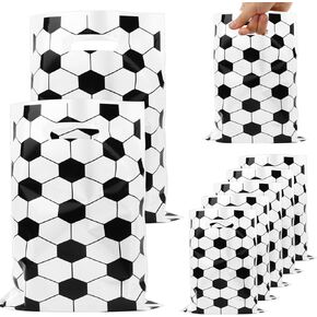 Soccer Gift Bags, 30 Pcs Plastic Soccer Goodie Goody Snack Candy Treat Bags, Soccer Present Party Bags, Football Party Theme Favor Decor Supplies for Kids Teens Games Sports Events Decorations