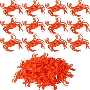 Poen 24 Pcs Crab Toy Plastic Fake Crab Models Realistic Ocean Animal Figurine Red Crawfish Lobster Figure Party Decorations for Summer Luau Seafood Models Shooting Props