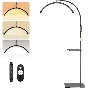 Lash Light, 23 Inch Half Moon Light for Eyelash Extensions, Nail Tech, Tattoo Artist, and Skincare, Flexible Gooseneck LED Floor Lash Lamp, Adjustable Brightness and Height, with Tool Tray (Black)