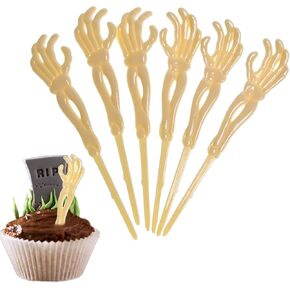 4E's Novelty 72 Pcs Plastic Skeleton Zombie Hand Cupcake Toppers - 5' Zombie Hands Cake Topper, Halloween Decor, Party Supplies