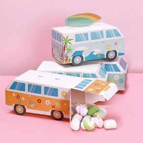 Sinasasspel Beach Surf Party Favor Box 12Pcs Surfing Gift Boxes Candy Treat Boxes for Surfs Up Birthday Decorations 60's Retro Party Supplies Decor for Summer
