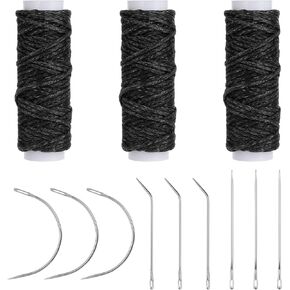 Simarro Hair Nearle and Thread مجموعة الخياطة Hair 12pcs مجموعة أدوات تمديد الشعر المحترفة 9pcs نسج إبرة منحنية مع 3pcs خيوط سود