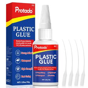 Plastic Glue, 35g Heavy Duty Super Strong Clear Glue, Waterproof Heat Resistant Adhesive for Plastic Bonding, Repair, ABS, PVC, PLA, 3D Printing, Acrylic, Nylon, Vinyl, Toys, Models, DIY Kits