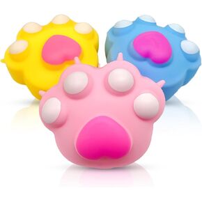 3Pack Cat Paw Stress Balls for Kids, Cat Paw Sensory Toys, Dough Ball, Stretchy Squishy Ball Fidget Toys for Adults, Cat Paw Squeeze Toys for Stress Relief