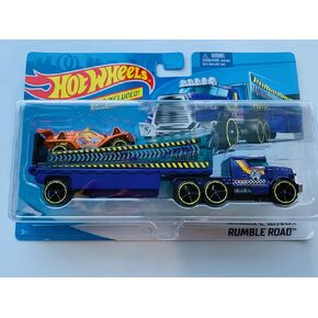 Hot Wheels RumbleRoad Detachable Truck Set with 1:64 Scale car, Purple/Orange