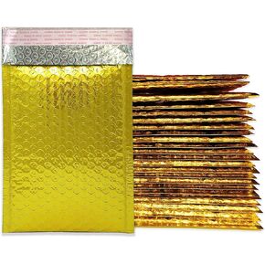 4x8" Metallic Bubble Mailers, Flashy, Durable Self Sealing Padded Mailing Shipping Envelopes (inside size 4x7" Inch) (Burgundy Wine Red, 40 Pack)