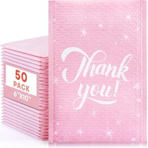 50 Pack Bubble Mailers 6x9 Inch,Self Sealing Adhesive Padded Envelopes,Waterproof Cute Bubble Mailers,Cushioning Shipping Envelopes for Packaging, Mailing, Gifts, Small Business