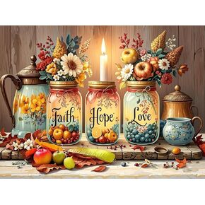 askkqtx Fall Diamond Art Kits for Adults, Scarecow Diamond Painting Kits for Beginners, Pumpkin DIY 5D Full Round Drill Crystal Diamond Dots Rhinestone Gem Art Craft Home Decor 12x16 Inch