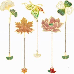 WSICSE 5 Pack Metal Bookmarks for Reading Women, Bookmark Gift, Colorful, Brass, 5 Pieces