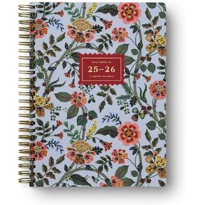 RIFLE PAPER CO. 2026 Gracie 17-Month Academic Softcover Spiral Planner, Aug. 2025 - Dec. 2026, 8.5" L x 6.25" W, Weekly and Monthly View, Pages for Contacts and Goals, Pockets for Storage