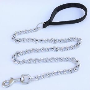 Heavy Duty Metal Dog Leash, Chew Proof Pet Leash Chain with Soft Padded Handle for Large & Medium Size Dogs, Length 6 ft, Wide 4 mm