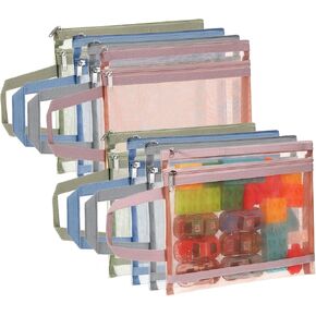 8 Pack Puzzle Bag Double-Layer Mesh Zipper Pouch Bags, Nylon Toy Organizing Bags for Storage, A5 Zippered Pouches with Handle for Puzzles, Board Games, Blocks Organization