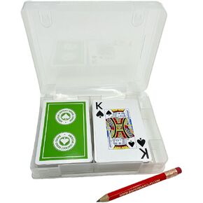 Baron Barclay Two Decks of Jumbo Print ACBL Playing Cards in a Plastic Double Deck Box with Pencil