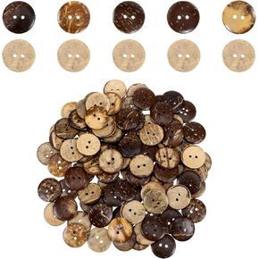 100 Pcs Wooden Buttons Coconut Shell Buttons 3/4 Inch Big Buttons 2 Hole Sewing Buttons Large Brown Wood Buttons for Crafts Shirt Sweater Clothing Crochet Projects
