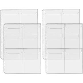 4PCS A4 Size Plastic Binder Pockets, 4 Pocket A4 Binder Pockets, Zipperless Cash Envelopes Binders Sleeves with Pocket for Photocard Sleeve Filing Bags Stamp Die Storage Bills Organizer