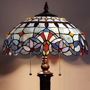 Capulina Tiffany Lamp Stained Glass Floor Lamp 2-Light 16X16X63 Inches Traditional Art Light Blue Tiffany Style Standing Lamp for Living Room Bedroom Home Office Farmhouse