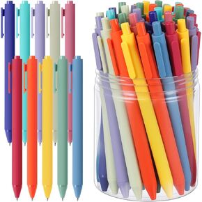 Crtiin 50 Pcs Gel Ink Pens Bulk Black Ink, Smooth Writing Cute Colorful Pens for Back to School First Day of School Teacher Student Server Office Supplies Staff Party Favor Gifts (Macaron)