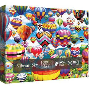 Fun Hot Air Balloon Puzzles for Adults 1000 Pieces, Colorful Sky Art Jigsaw Puzzles, Beautiful Landscape Pretty Scenic Fantasy Puzzle