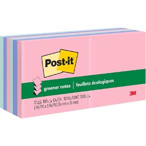 Post-it Greener Pop-up Notes, 3x3 in, 12 Pads, America's #1 Favorite Sticky Notes, Sweet Sprinkles, Pastel Colors (Pink, Blue, Mint, Yellow), Clean Removal, 100% Recycled Material (R330RP-12AP)