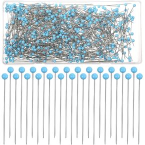 500 PCS Pins Sewing, Glass Head Sewing Pins Blue Glass Ball Head Quilting Pin 1.75 Inch Craft Positioning Pin for Fabric,Stainless Steel Dressmaker for Sew,Crafts,Jewelry Making,DIY