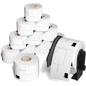 Fimax- DK-1202 2.4" X 3.9" Compatible Shipping Labels Replacement for Brother 62 mm x 100 mm Die-Cut Address Labels,Use with QL-800 820NWB 1110NWB Label Printers - 12 Rolls/3600 Labels + 1 Frame