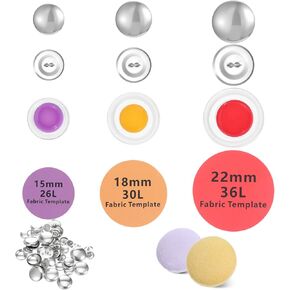 60 Sets Cover Button Kits with 3 Sizes & Tools 15mm/18mm/22mm DIY Fabric Cloth Covers Buttons to Covers Self Cover Buttons with Wire Backs - Newbie-Friendly