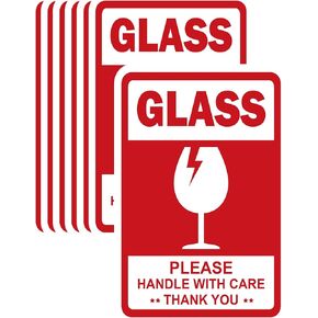 4 x 6 Inch Large Glass Fragile Warning Stickers Handle with Care - Fragile Stickers for Shipping Moving Glass Fragile Labels for Galss Delicate Items 100 Pcs