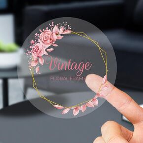Custom Stickers Personalized Stickers Lables for Businesses Logo and Name,Birthday Party Baby Candy Candle Gift Boxes Wedding Favors Labels Custom Thank You Stickers (Transparent Foil)