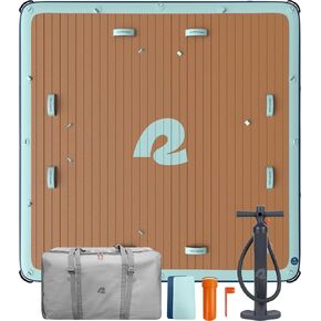 Retrospec Siesta Dock 10 'XL منصة عائمة قابلة للنفخ | رصيف مياه كبير للبحيرات ، حمامات السباحة ، القوارب-قفص الاتهام متعدد الشخصيات عائم الطوف مع مضخة وحقيبة ذات عمل مزدوج