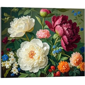 TINDAY Peony Paint by Numbers Kit for Adults Paint by Numbers for Adults Beginner Flower Painting by Number Kits for Adult on Canvas Acrylic Painting Home Decor Wall Decor Prefect for Gift 16x20 in