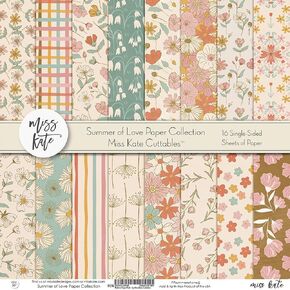 Pattern Paper Pack - Summer of Love - Like Watercolor Florals - 16 Single-Sided Sheets - 12"x12" Collection - Scrapbooking Card Making Crafting - by Miss Kate Cuttables…